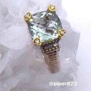 MCF Sterling Silver & 14K Gold 3-carat Green Amethyst Cocktail Ring